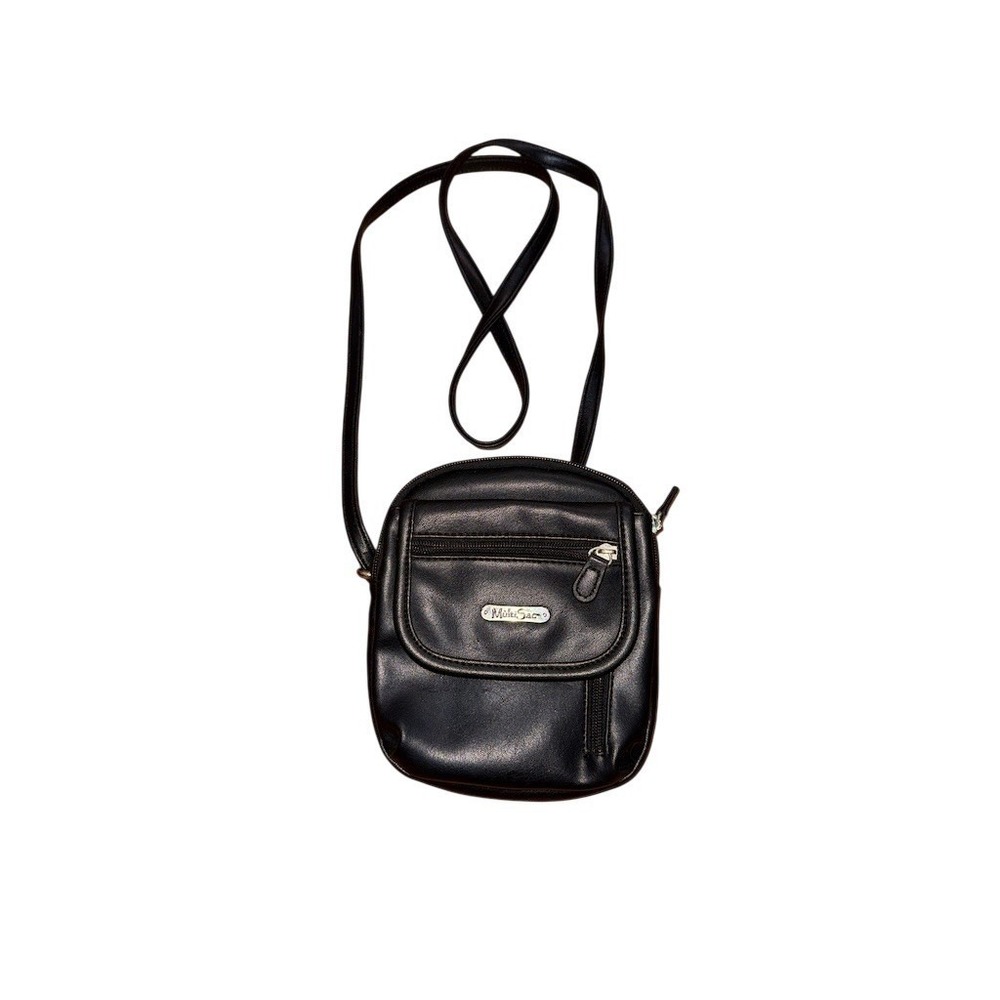 MultiSac Crossbody Bag Womens‎ Mini Black Multi-Pocket Zip Top Adjustable travel